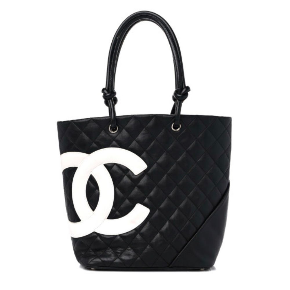 Chanel CC quilted tote with bright pink lining- RARE